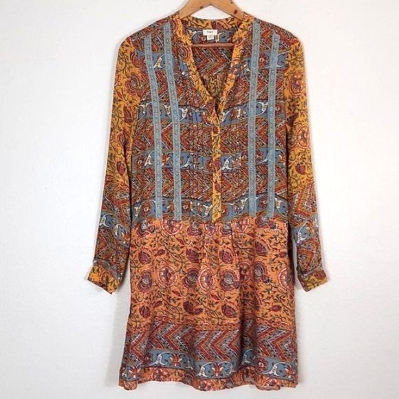 Anthropologie TINY Ismelda Tunic Dress Floral Yellow Printed Long Sleeve Small - Picture 2 of 16